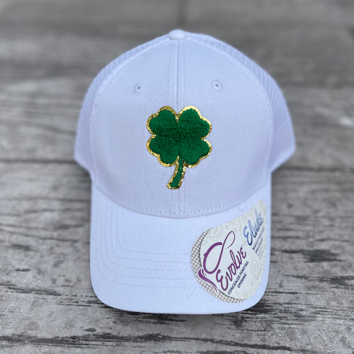 White Gold Trim Chenille Clover