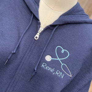 Personalized Gift for RN - Embroidered Hoodie